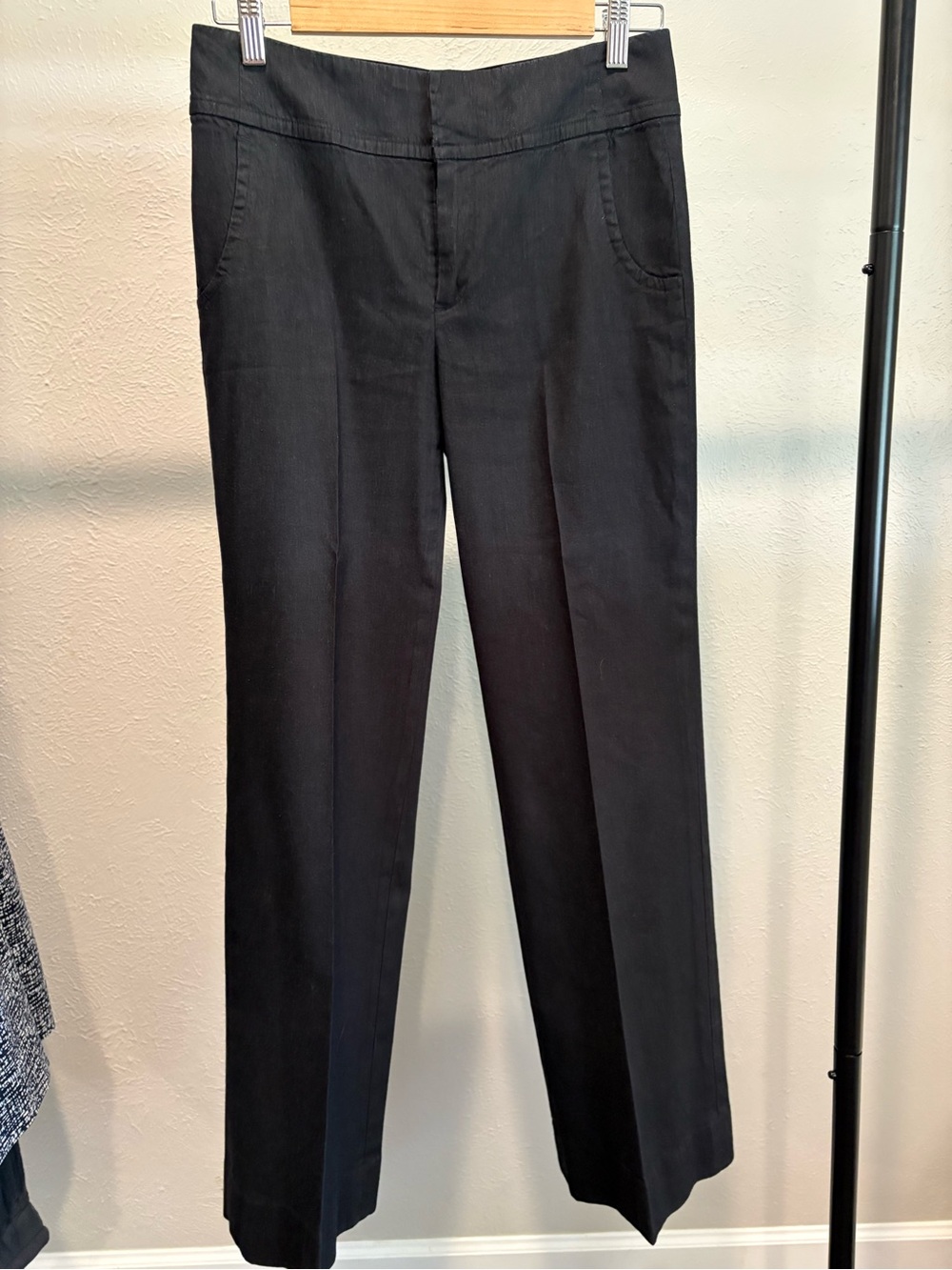 Banana Republic Linen Blend Black Straight-Leg Dress Pants
